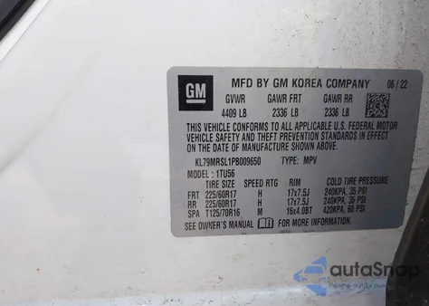 2023 Chevrolet Trailblazer Awd Lt из США, поврежденный, VIN KL79MRSL1PB009650